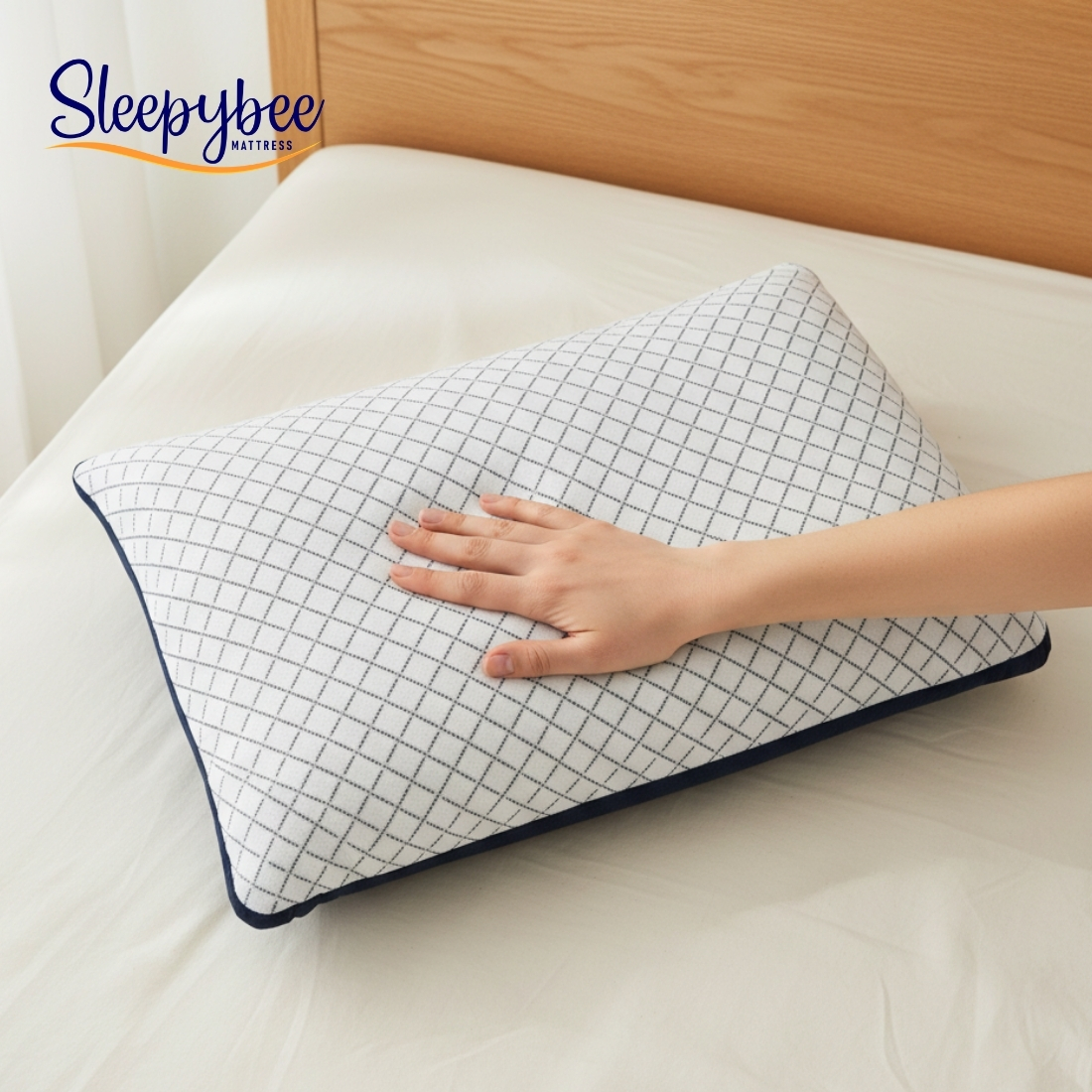 SLEEPYBEE Memory Inner Pillow – Blue Line Cloth Edition (Premium Support & Comfort)