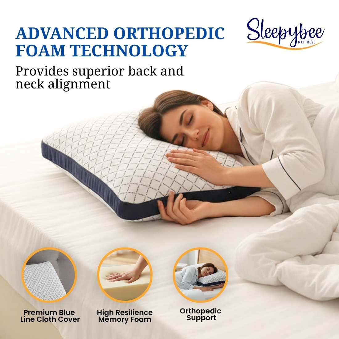 SLEEPYBEE Memory Inner Pillow – Blue Line Cloth Edition (Premium Support & Comfort) - Image 5