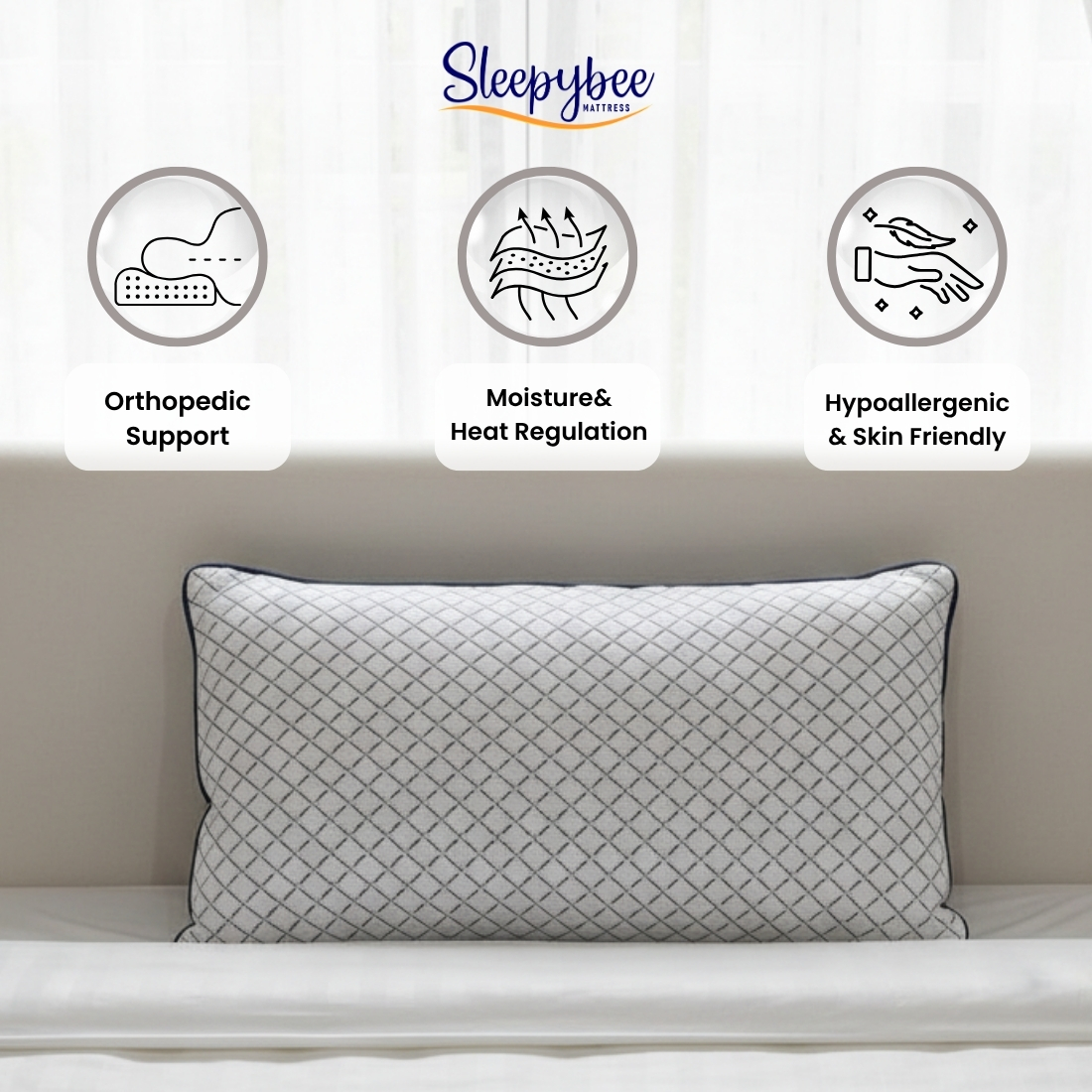 SLEEPYBEE Memory Inner Pillow – Blue Line Cloth Edition (Premium Support & Comfort) - Image 4